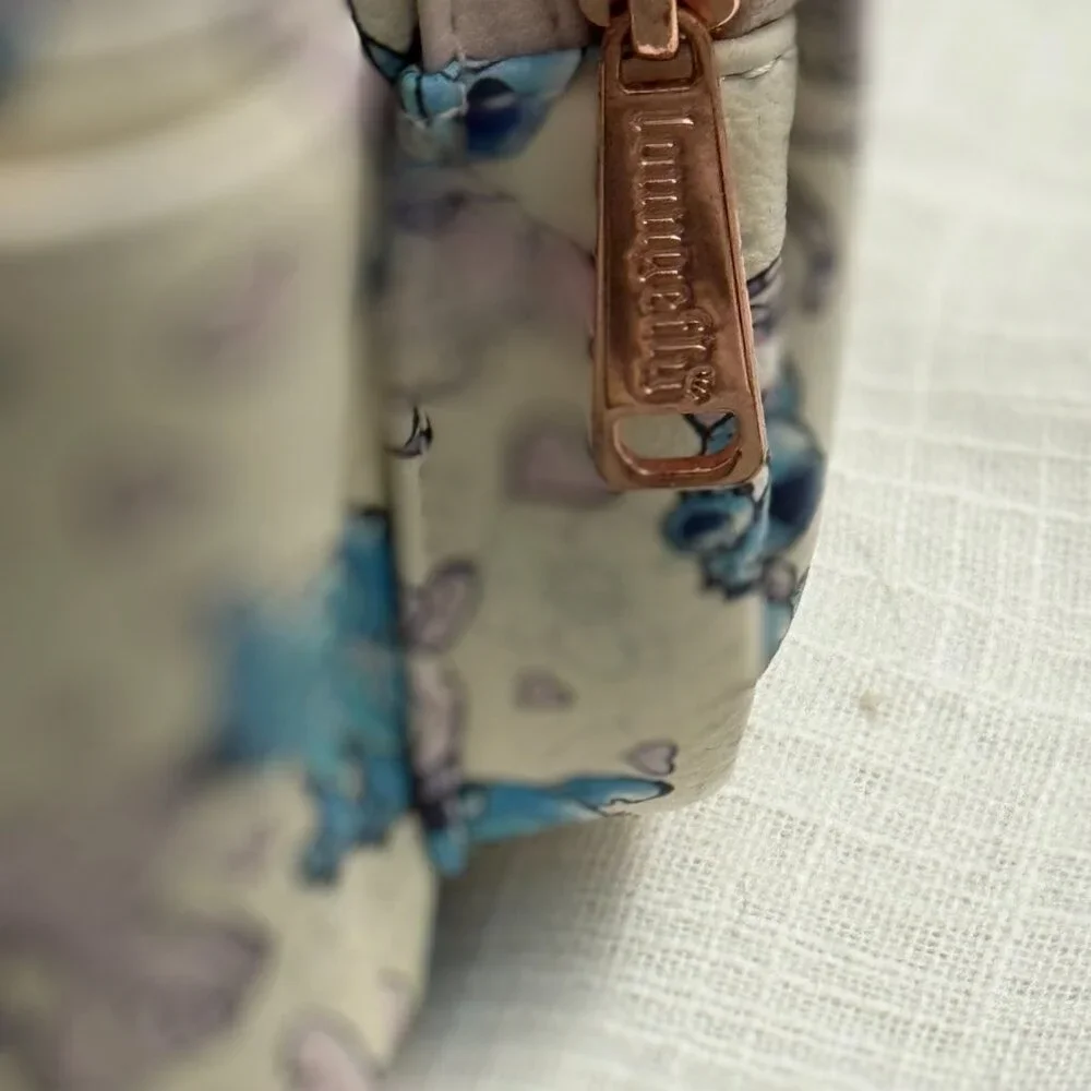 🎒 Disney Parks Loungefly Stitch & Angel Mini Backpack – Pastel Hearts Print - Picture 2 of 8